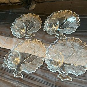 1960s Orchard Tree of Life Glass Plates and Cups Hostess Set.
